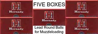 5 Pack - balls, .440" diameter, swaged, pure lead, five 100 pack boxes, by Hornady